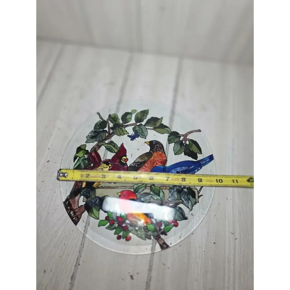 Joan Baker Stained Glass Birds Of A Feather Window Decor Handpainted Beautiful